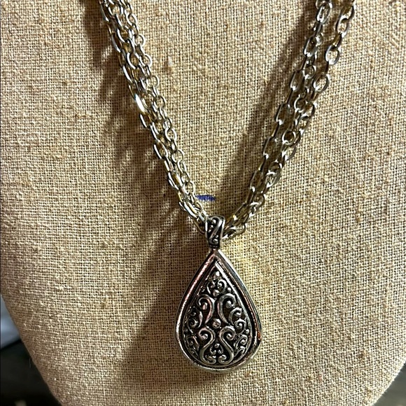 Triple Strand Filigree Pendant Necklace - Picture 1 of 4